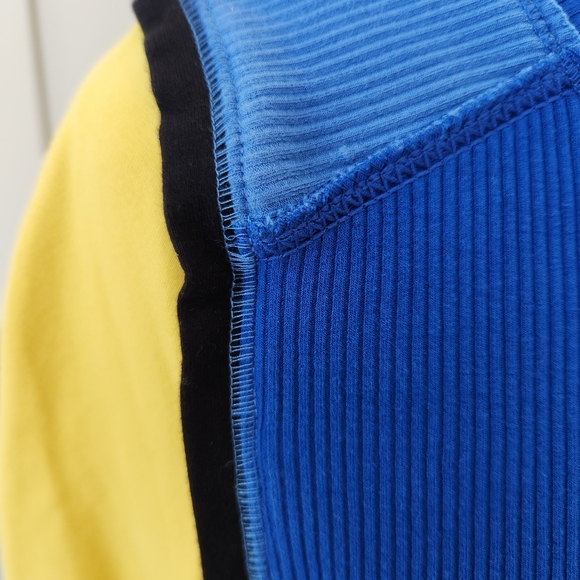 We The Free Fancy That Thermal Top Ribbed Blue Yellow Long Sleeves Medium - Picture 7 of 16